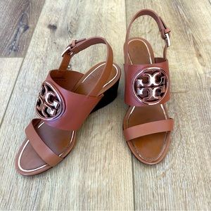 Tory Burch Metal Miller 65mm Wedge Size 6